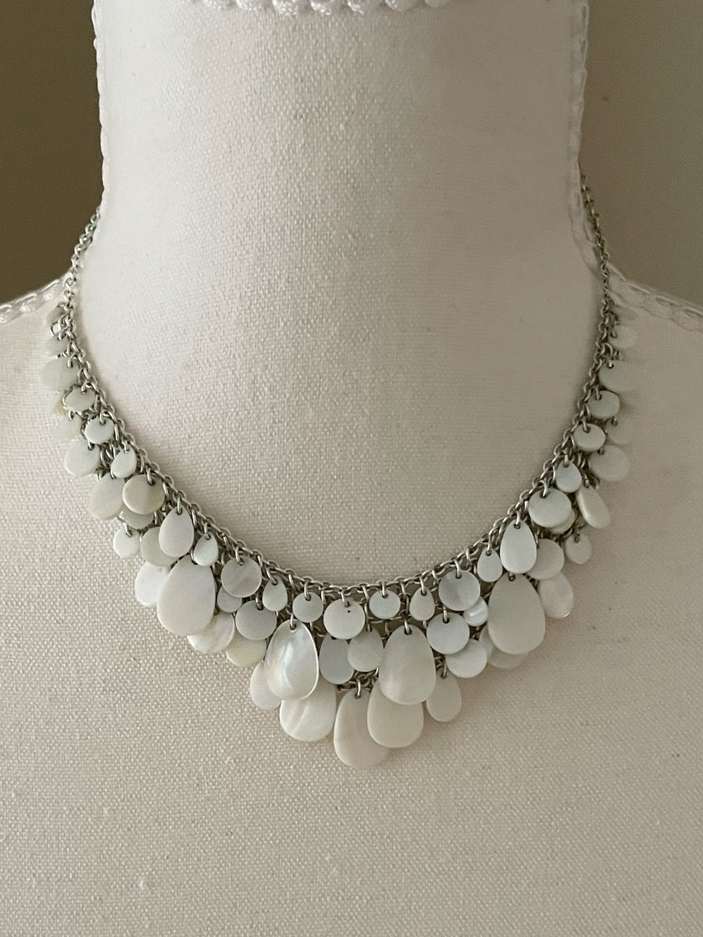 Ann Taylor Mother-Of-Pearl Bib Statement Necklace